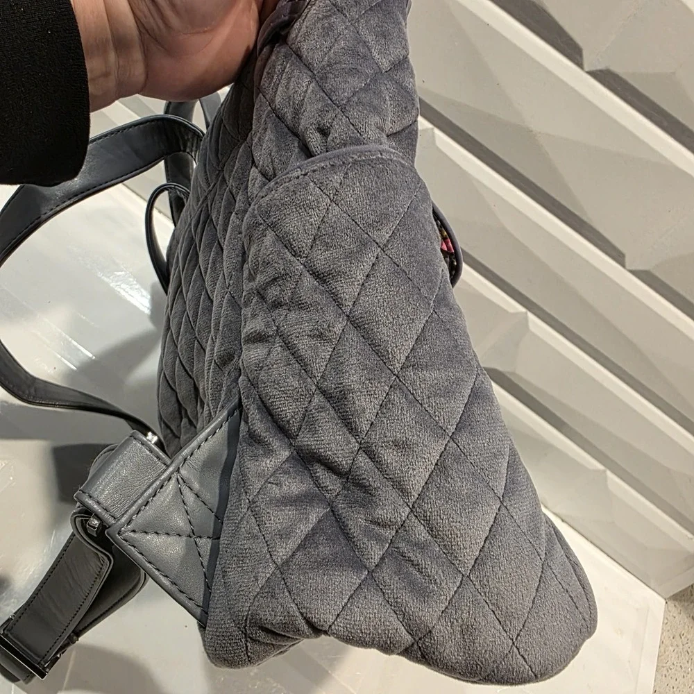 Vera Bradley Drawstring Backpack Solid Gray Velour 10 x 10 x‎ 5